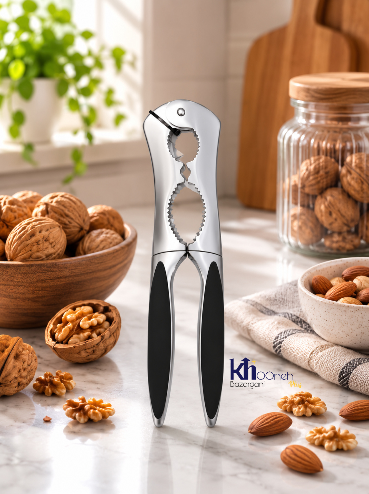 بادام‌شکن و گردوشکن استیل شنگیا مدل حرفه‌ای دسته سیلیکونی